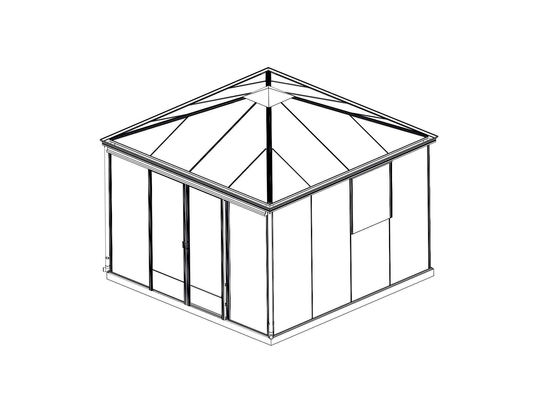 Eleganta Gardenvilla PYRAMIS dārza studija un atpūtas telpa lietošanai visa gada garumā.